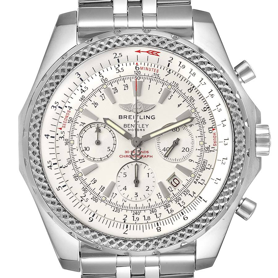 Breitling Bentley Motors Silver Dial Chronograph Watch A25362 Box Papers SwissWatchExpo
