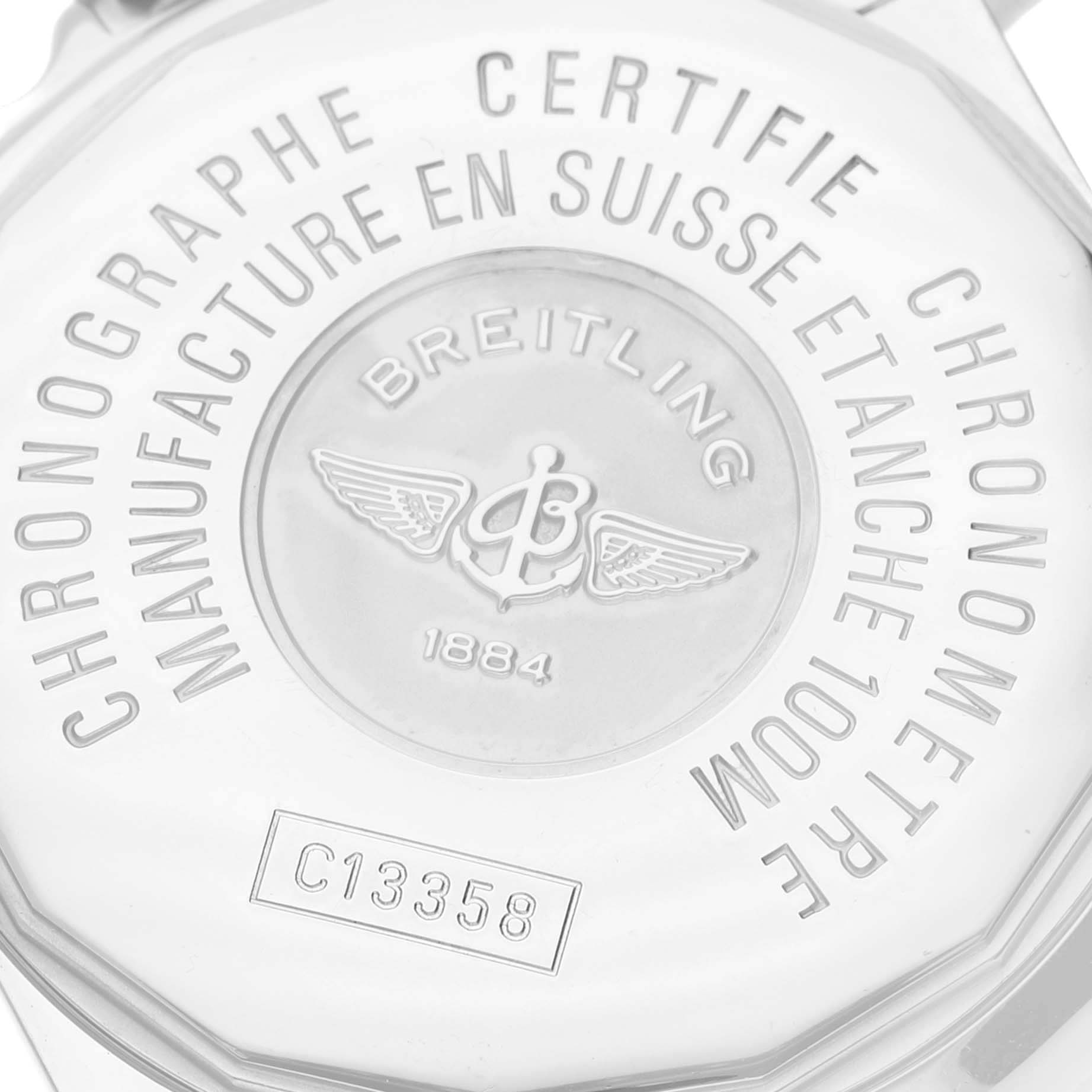 The image shows the back case of the Breitling Galactic C13358L2/A686/366C Men's Steel and Gold (two tone) Mother of Pearl Dial C13358L2/A686/366C Men's Steel and Gold (two tone) Mother of Pearl Dial watch.