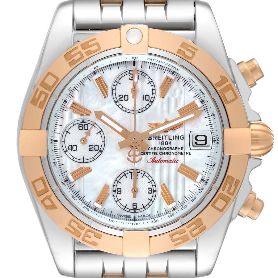 Breitling Chrono Galactic Mother Of Pearl Dial Rose Gold Steel Mens Watch C13358 SwissWatchExpo