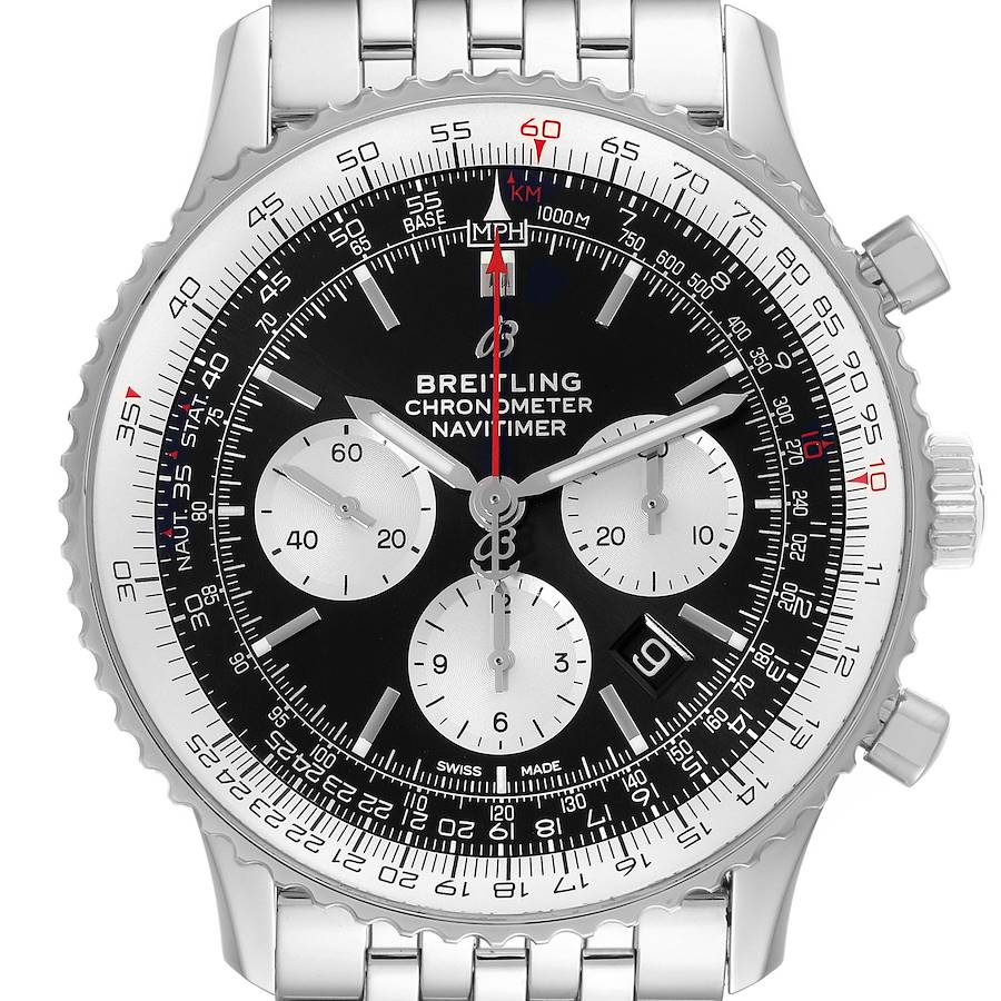Breitling Navitimer 01 46mm Black Steel Dial Mens Watch AB0127 Box Card SwissWatchExpo