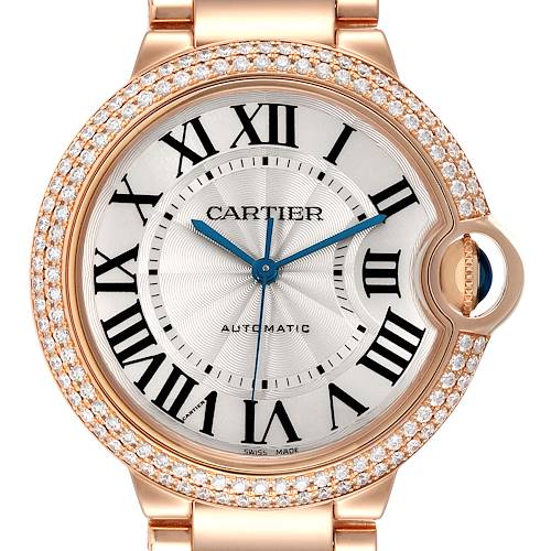 Photo of Cartier Ballon Bleu 36mm Automatic Rose Gold Diamond Mens Watch WE9005Z3 Box Card