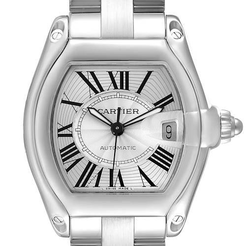 Photo of Cartier Roadster Silver Dial Large Steel Mens Watch W62025V3 Papers