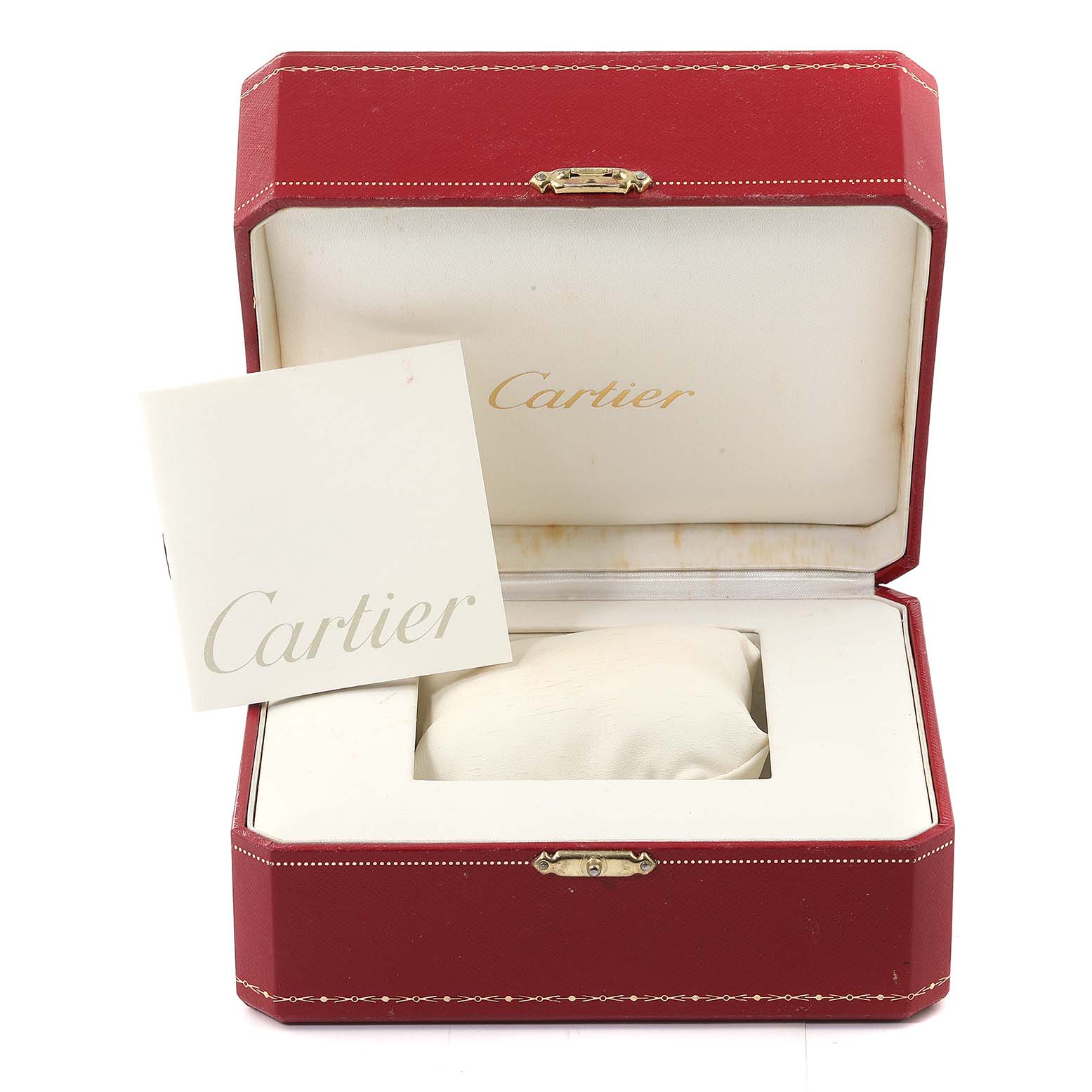 The image shows the open box and paperwork for a Cartier Tank Francaise W51007Q4 Women's Steel and Gold (two tone) Silver Dial W51007Q4 Women's Steel and Gold (two tone) Silver Dial watch.