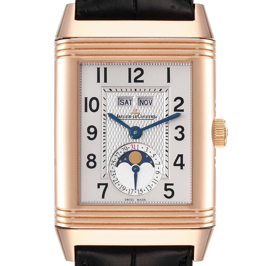 Jaeger LeCoultre Grande Reverso Calendar Moonphase Rose Gold Watch Q3752520 Box Papers SwissWatchExpo