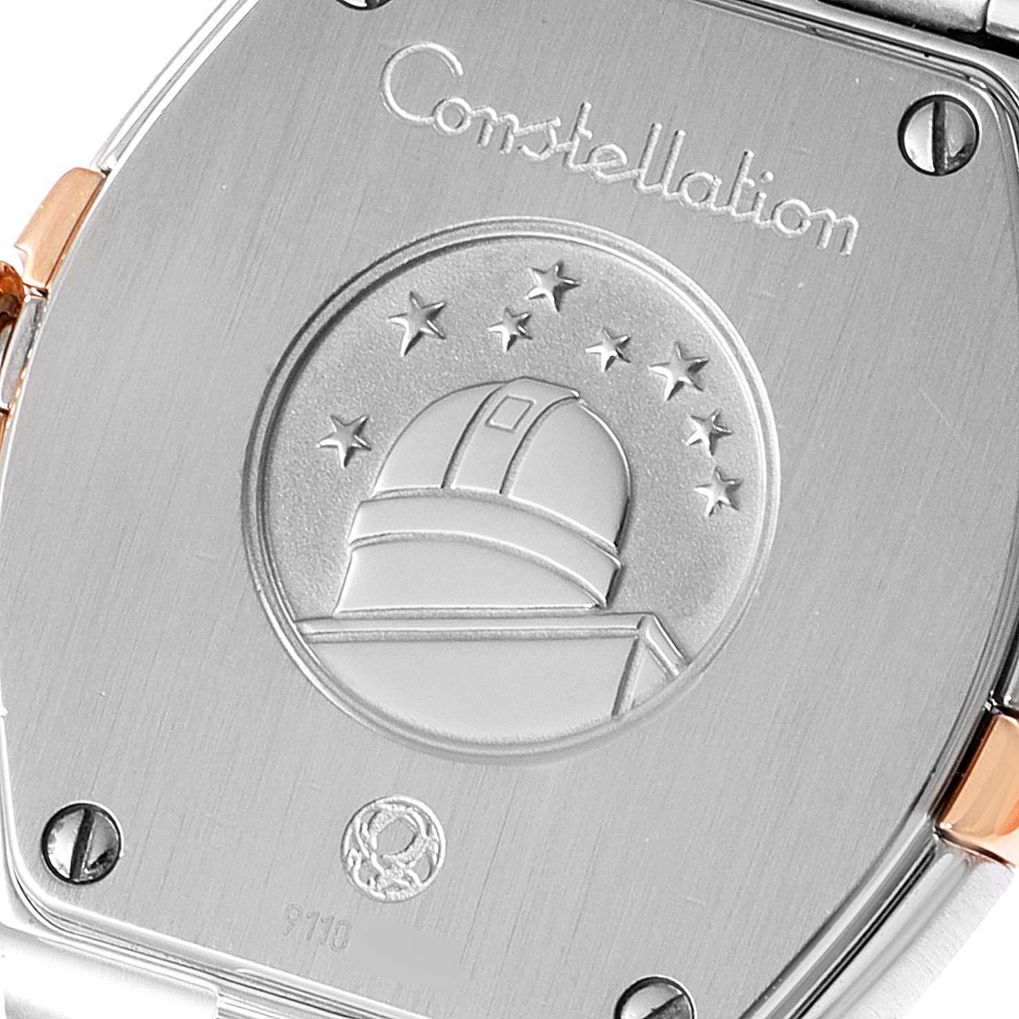 The image shows the back of the Omega 123.25.24.60.55.009 Women's Steel and Gold (two tone) Silver Dial 123.25.24.60.55.009 Women's Steel and Gold (two tone) Silver Dial Constellation Steel Yellow Gold Diamond Ladies Watch 123.25.24.60.55.009.
