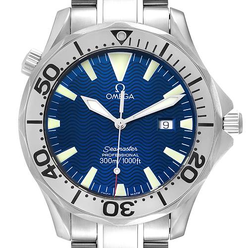 Photo of Omega Seamaster Electric Blue Wave Dial Steel Mens Watch 2265.80.00