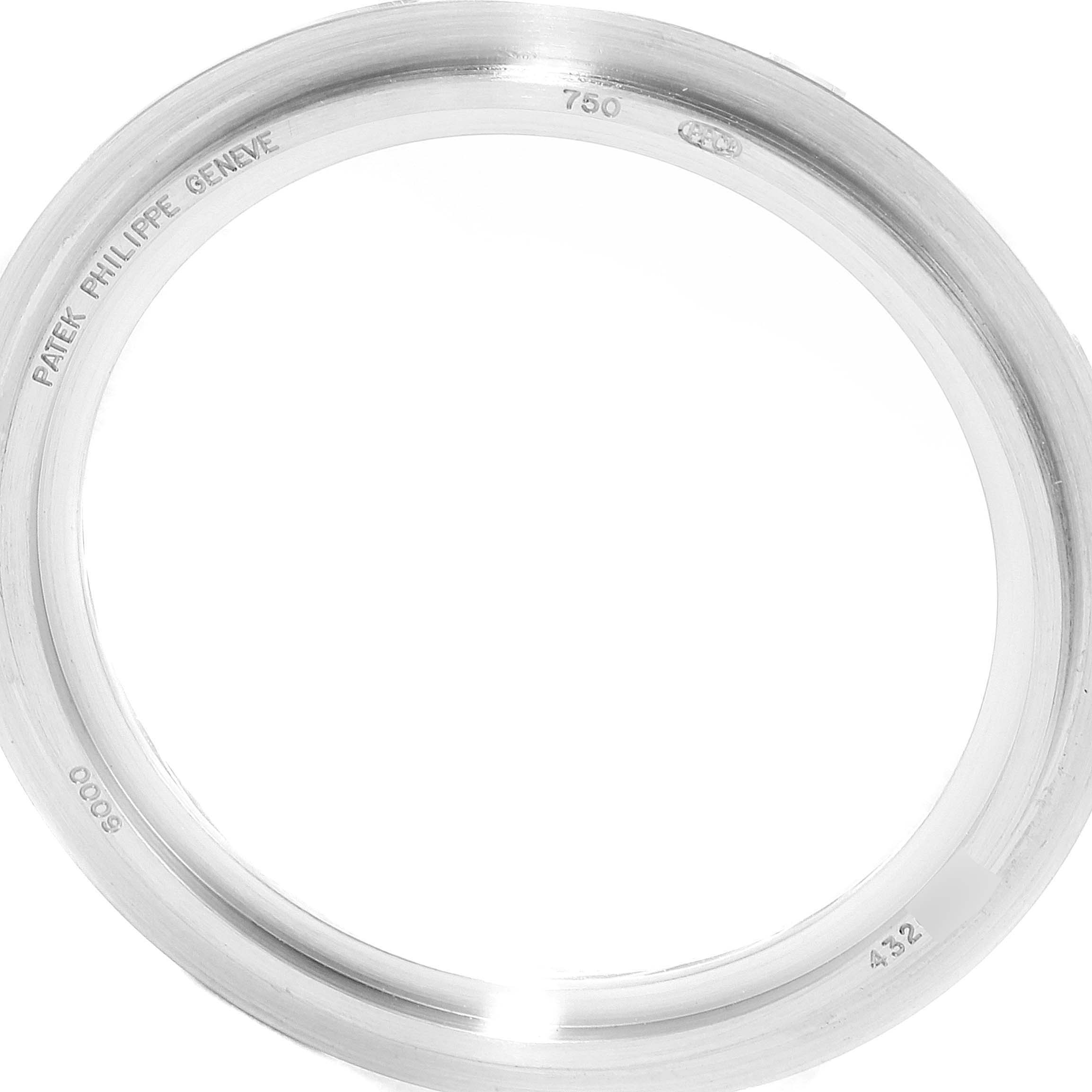 This image shows the bezel of a Patek Philippe Calatrava 6000G Men's White Gold Black Dial 6000G Men's White Gold Black Dial watch.