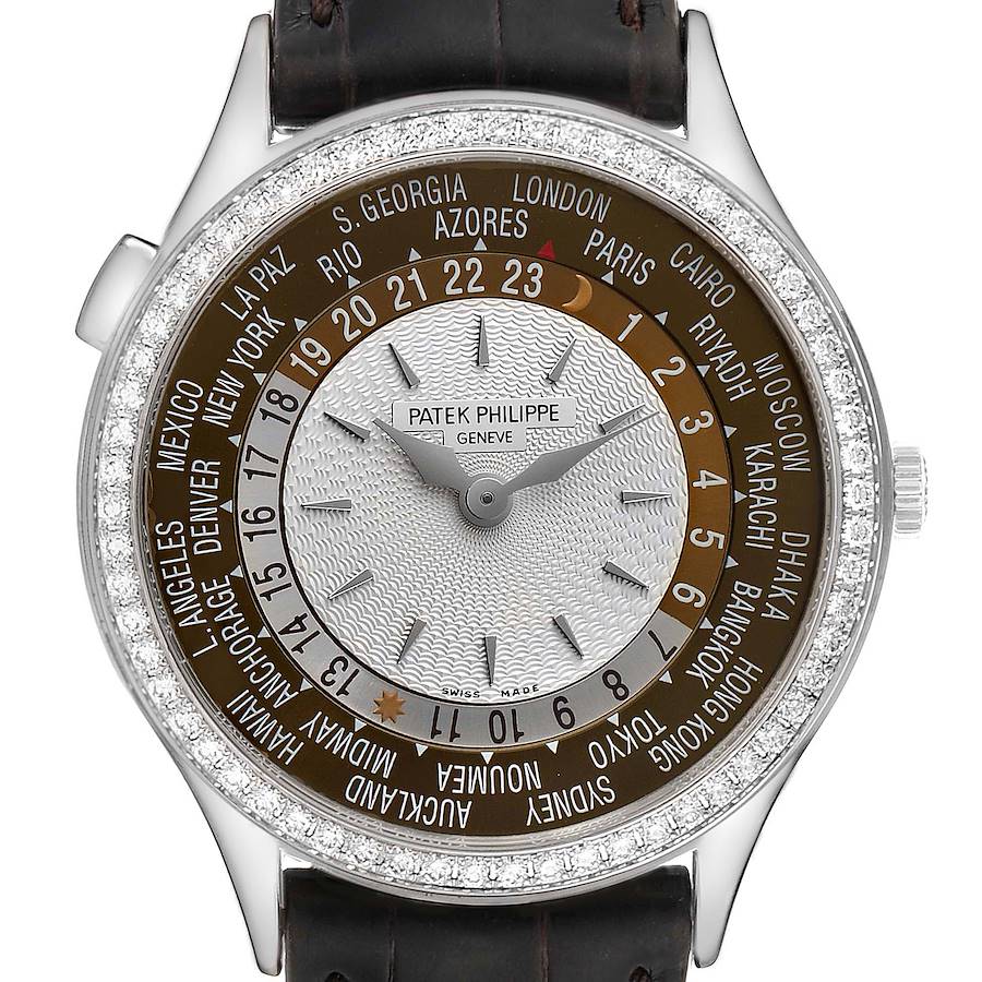 Patek Philippe World Time Complications White Gold Diamond Mens Watch 7130 SwissWatchExpo