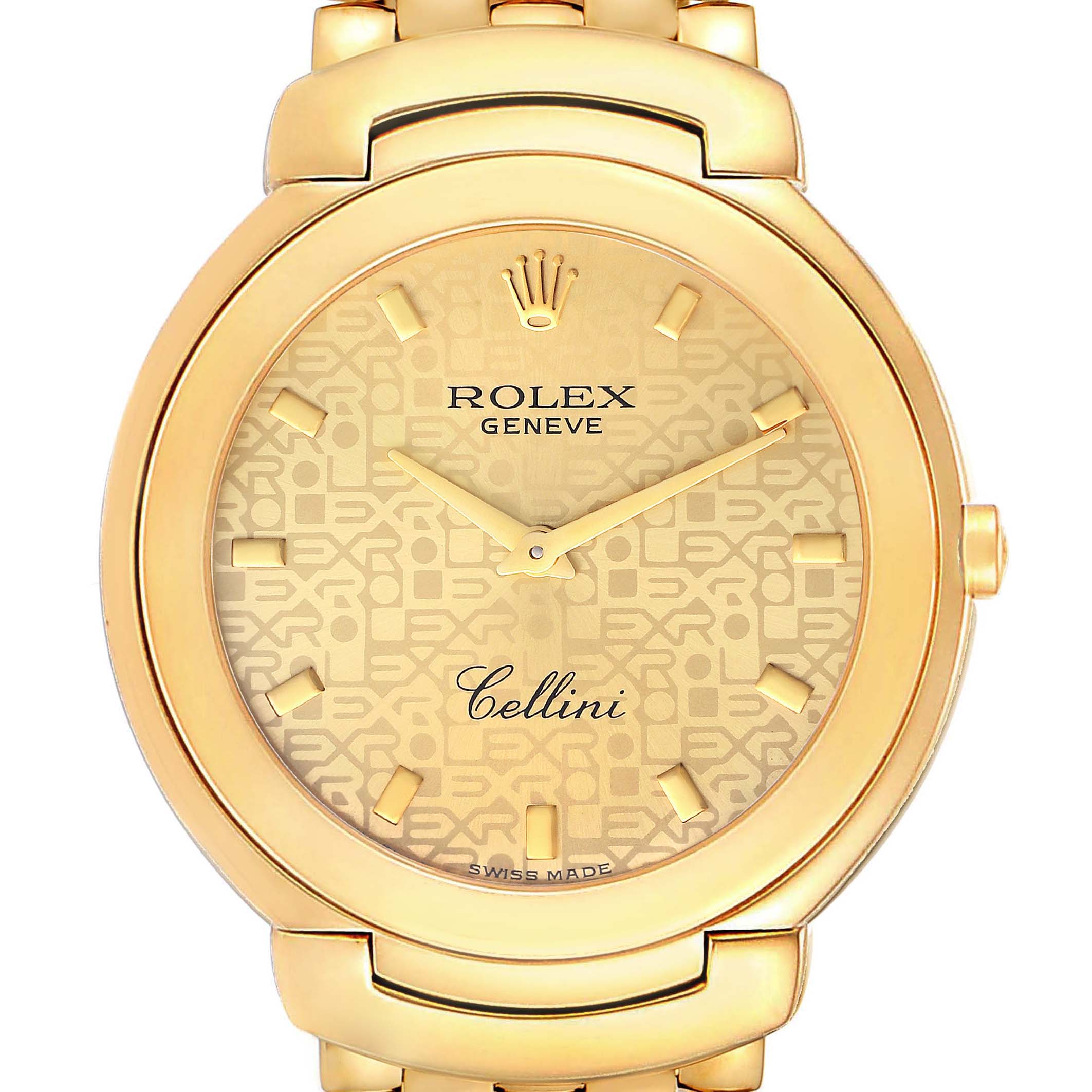 The image shows a frontal view of a Rolex Cellini 6623 Men
s Yellow Gold Champagne Dial 6623 Men
s Yellow Gold Champagne Dial watch, highlighting the dial, hands, and crown detail.