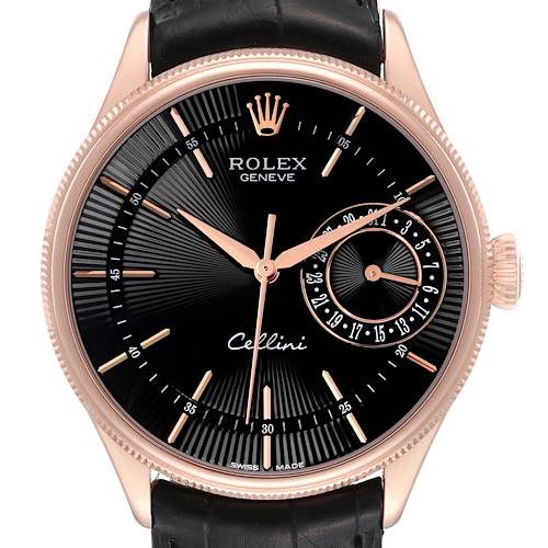 Photo of Rolex Cellini Date Black Dial Rose Gold Automatic Mens Watch 50515 Card
