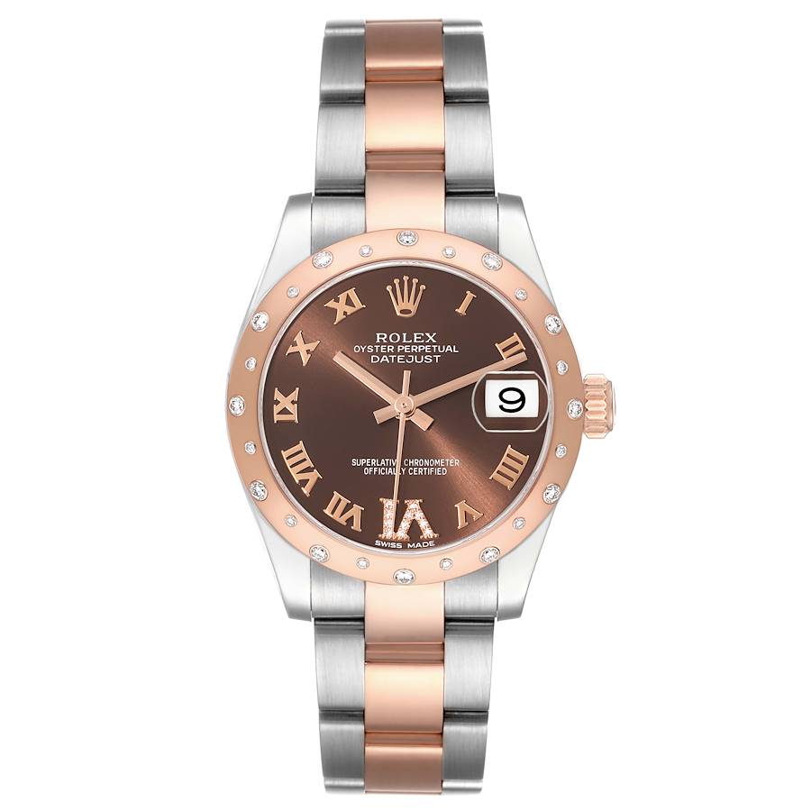 Rolex Datejust Midsize Steel Rose Gold Diamond Ladies Watch 178341