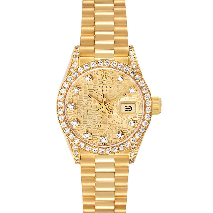 Rolex Datejust President Anniversary Dial Yellow Gold Diamond Ladies Watch 69158 SwissWatchExpo