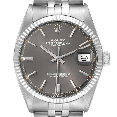 Photo of Rolex Datejust Steel White Gold Sigma Grey Ghost Dial Vintage Mens Watch 1601