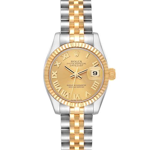 Photo of Rolex Datejust Steel Yellow Gold Champagne Dial Ladies Watch 179173 Box Card