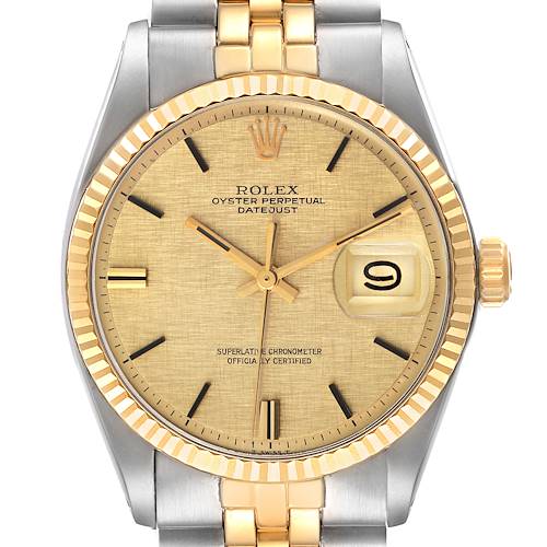 Photo of Rolex Datejust Steel Yellow Gold Linen Dial Vintage Mens Watch 1601