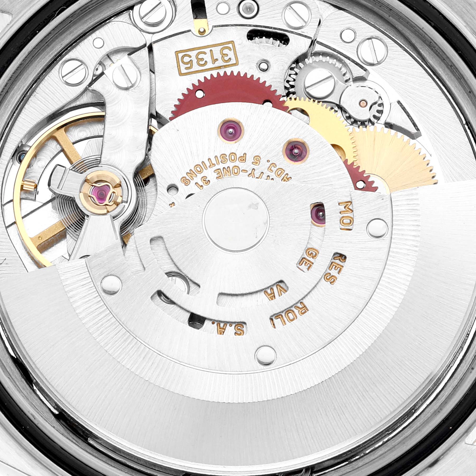 This image shows the internal mechanical movement and components of a Rolex Datejust 16233 Men's Steel and Gold (two tone) Champagne Dial 16233 Men's Steel and Gold (two tone) Champagne Dial watch.