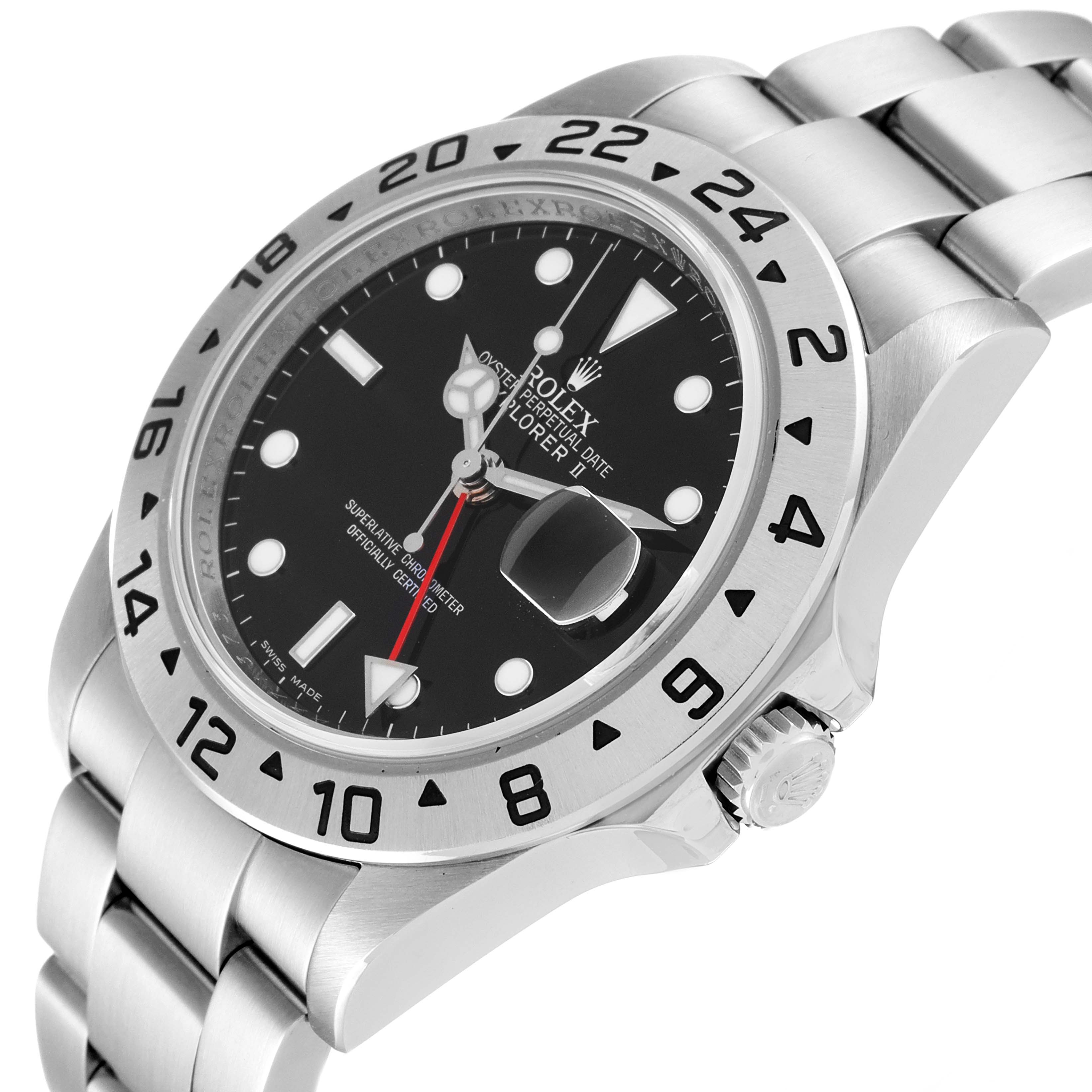 The image shows the Rolex Explorer 16570 Men
s Stainless Steel Black Dial 16570 Men
s Stainless Steel Black Dial watch from a side angle, displaying its bezel, dial, crown, and part of the bracelet.