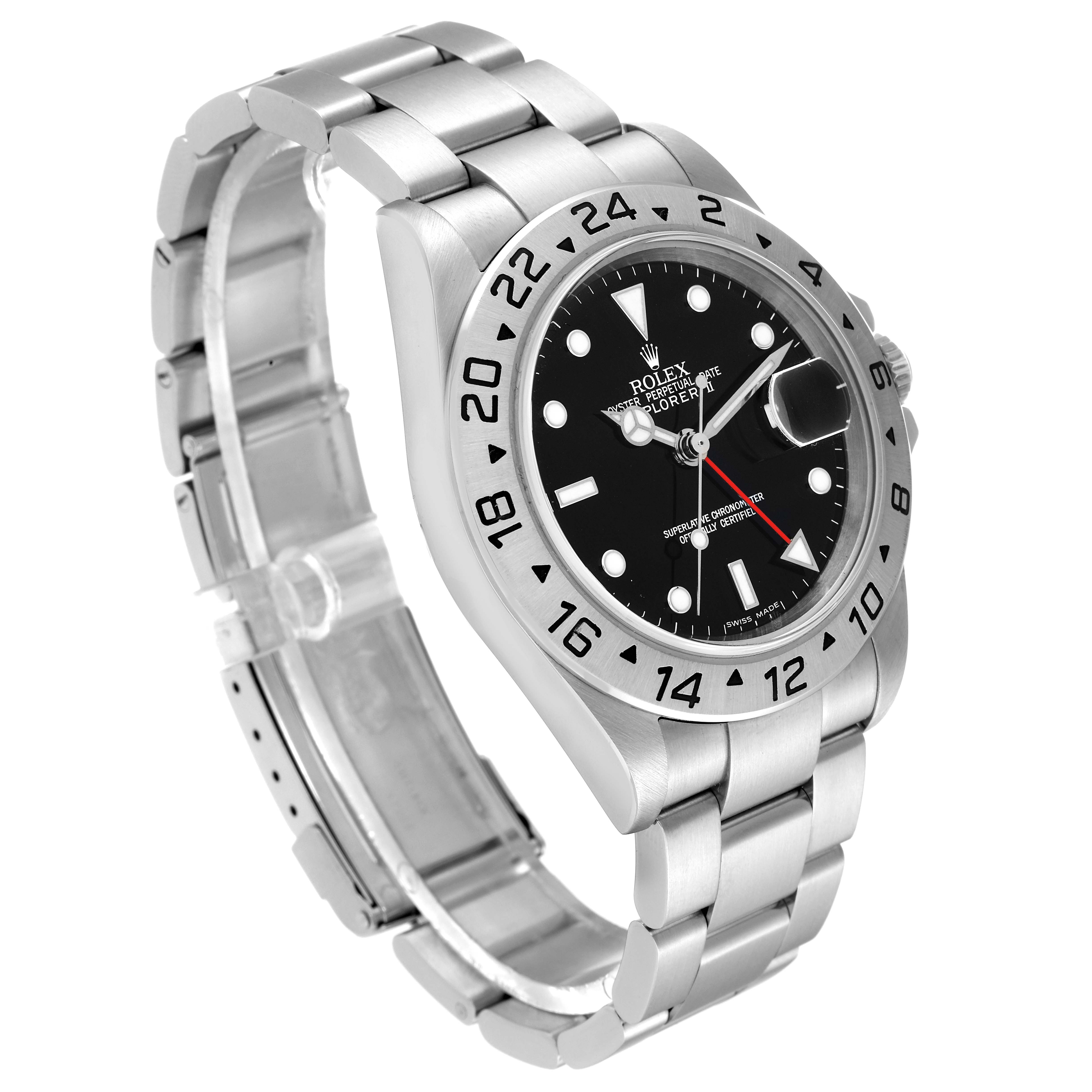The image shows a Rolex Explorer 16570 Men
s Stainless Steel Black Dial 16570 Men
s Stainless Steel Black Dial watch at a slight angle, highlighting the dial, bezel, and stainless steel bracelet.