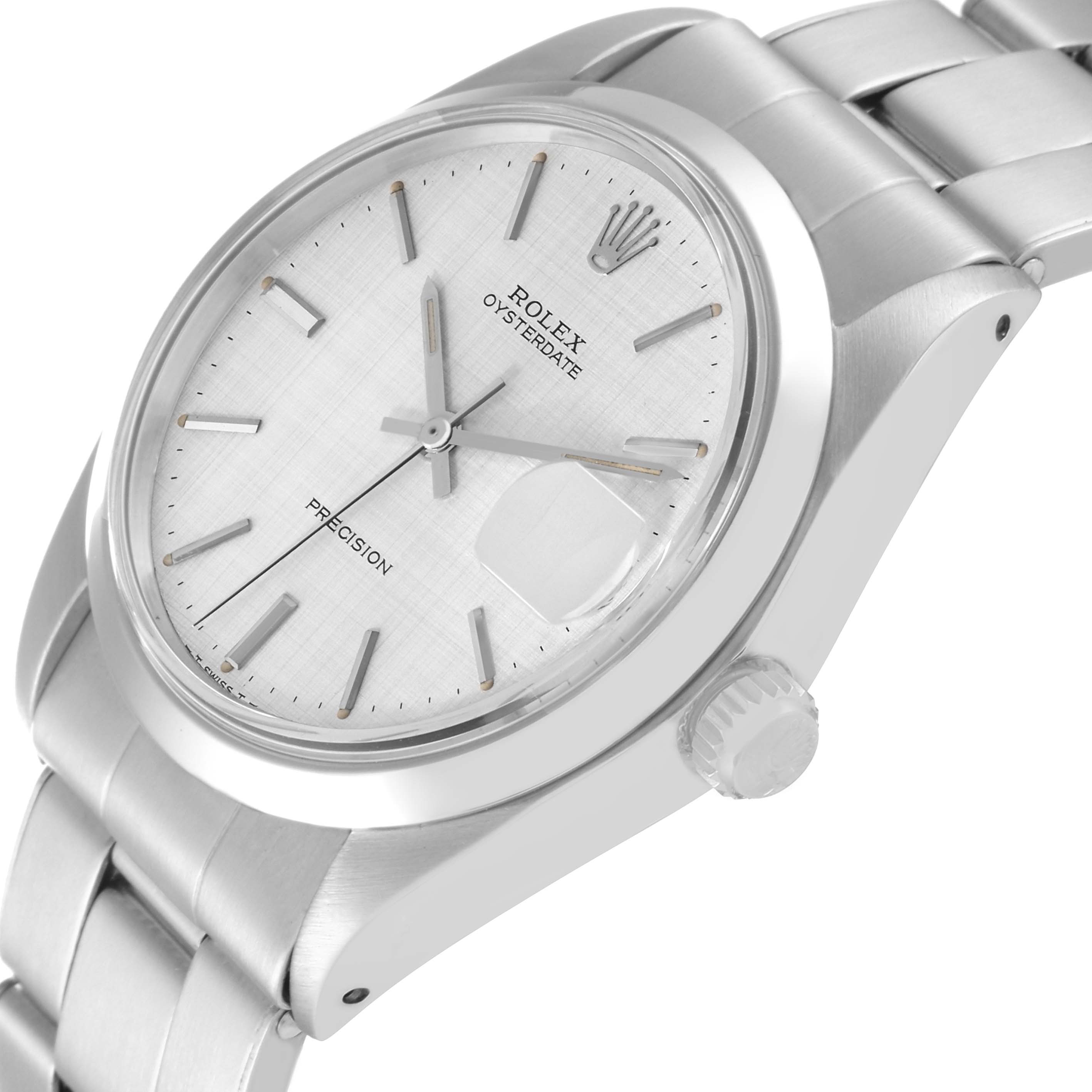 The Rolex Vintage Collection 6694 Men's Stainless Steel Silver Dial 6694 Men's Stainless Steel Silver Dial model watch is shown at an angled side view, highlighting the dial, crown, and bracelet.
