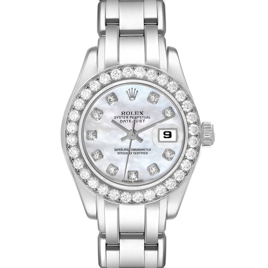 Rolex Pearlmaster White Gold Mother Of Pearl Diamond Ladies Watch 69299 SwissWatchExpo