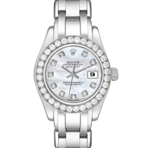 Photo of Rolex Pearlmaster White Gold Mother Of Pearl Diamond Ladies Watch 69299