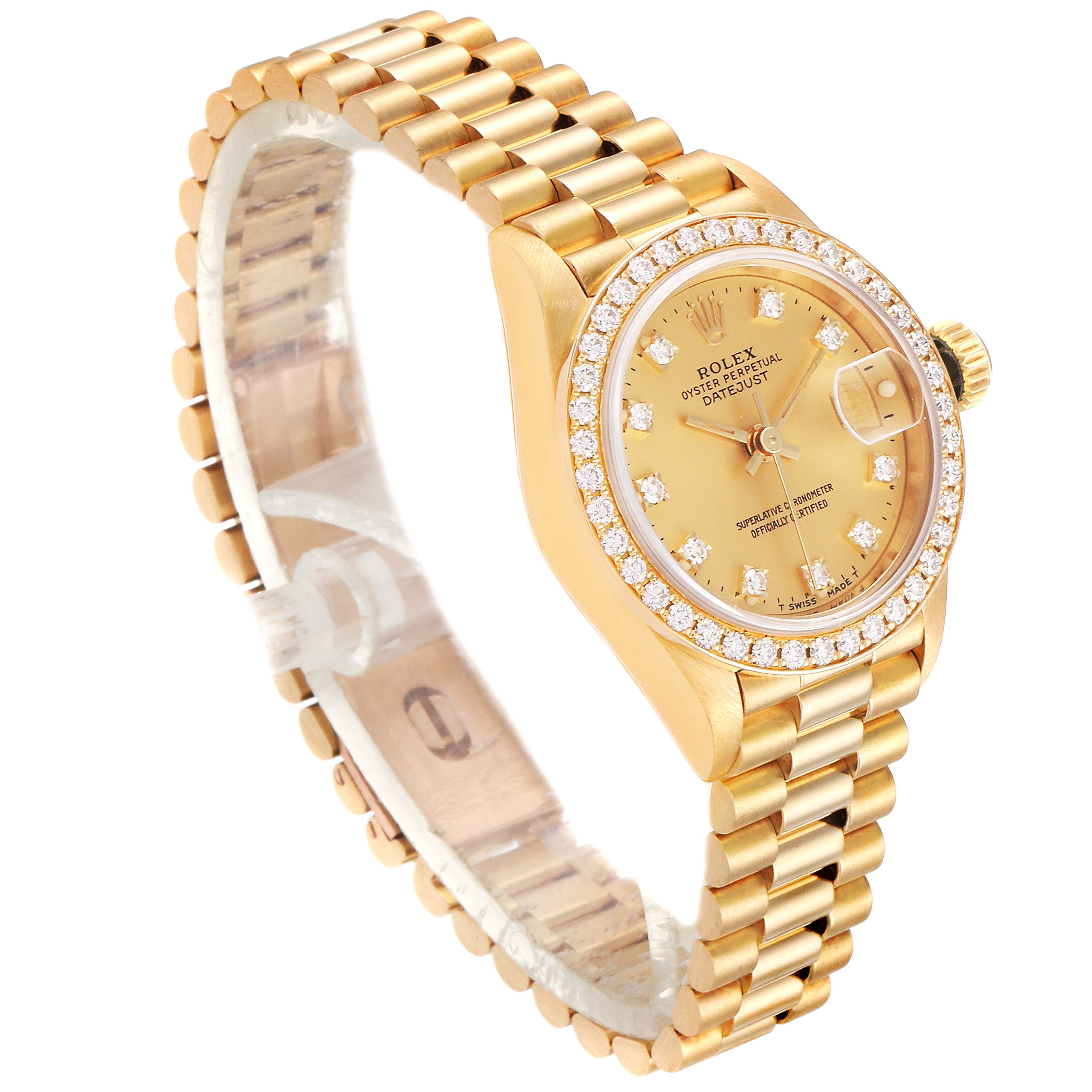 Rolex President Datejust Yellow Gold Diamond Ladies Watch 69138 Box ...
