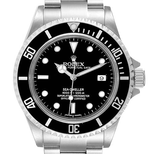 Photo of Rolex Seadweller 4000 Black Dial Bezel Steel Mens Watch 16600 Box Card