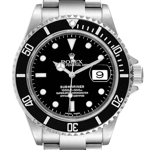 Photo of Rolex Submariner Black Dial Steel Mens Watch 16610 Box Papers