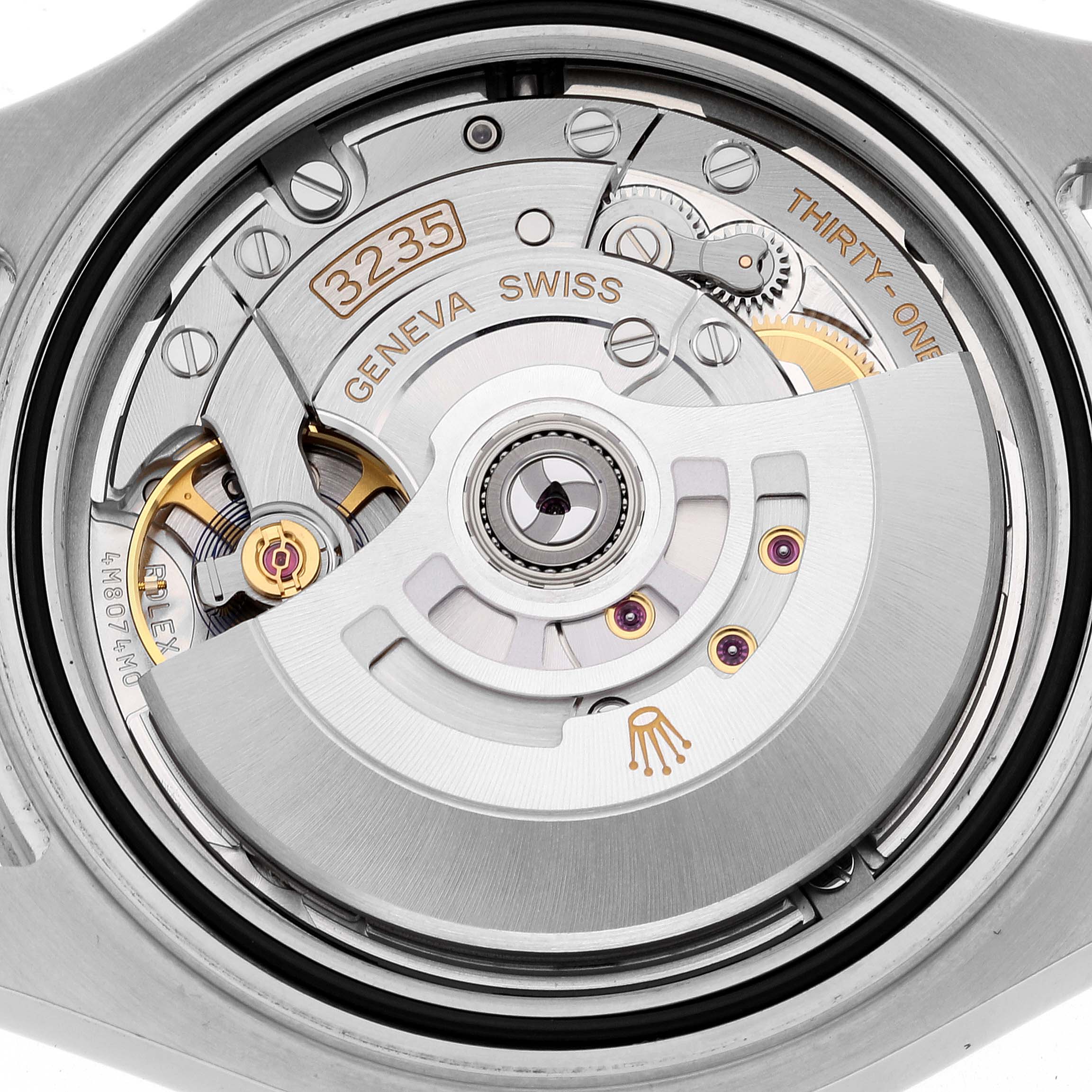 This image shows the back view of the Rolex Yacht-Master 126622 Men's Stainless Steel Grey Dial 126622 Men's Stainless Steel Grey Dial watch, focusing on its intricate movement and mechanisms.