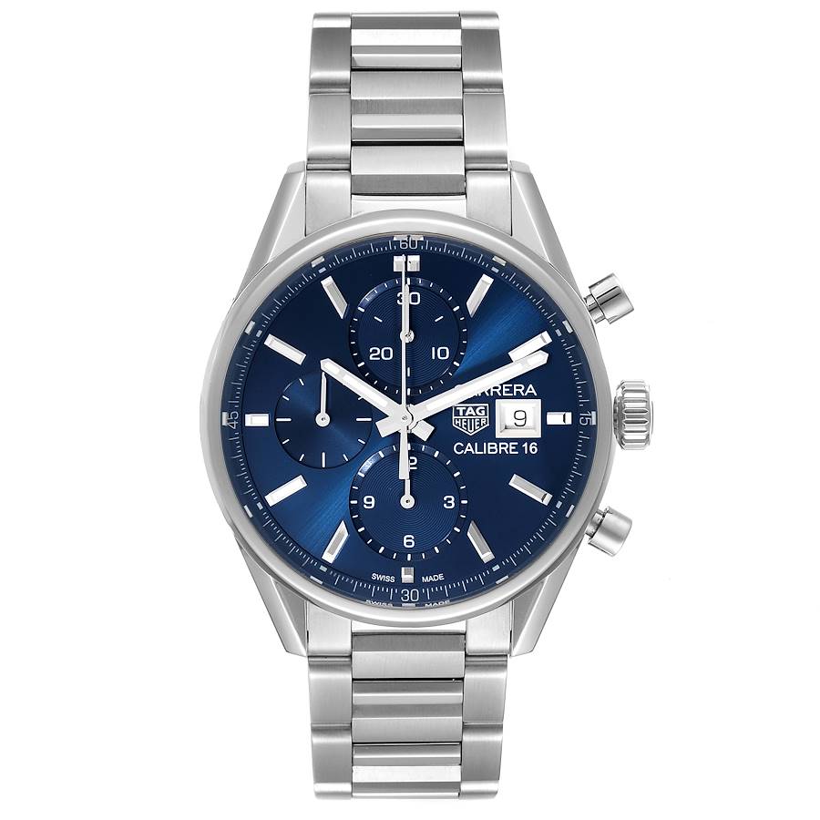 Tag Heuer Carrera Calibre 16 Chronograph Steel Mens Watch CBK2112 Card SwissWatchExpo