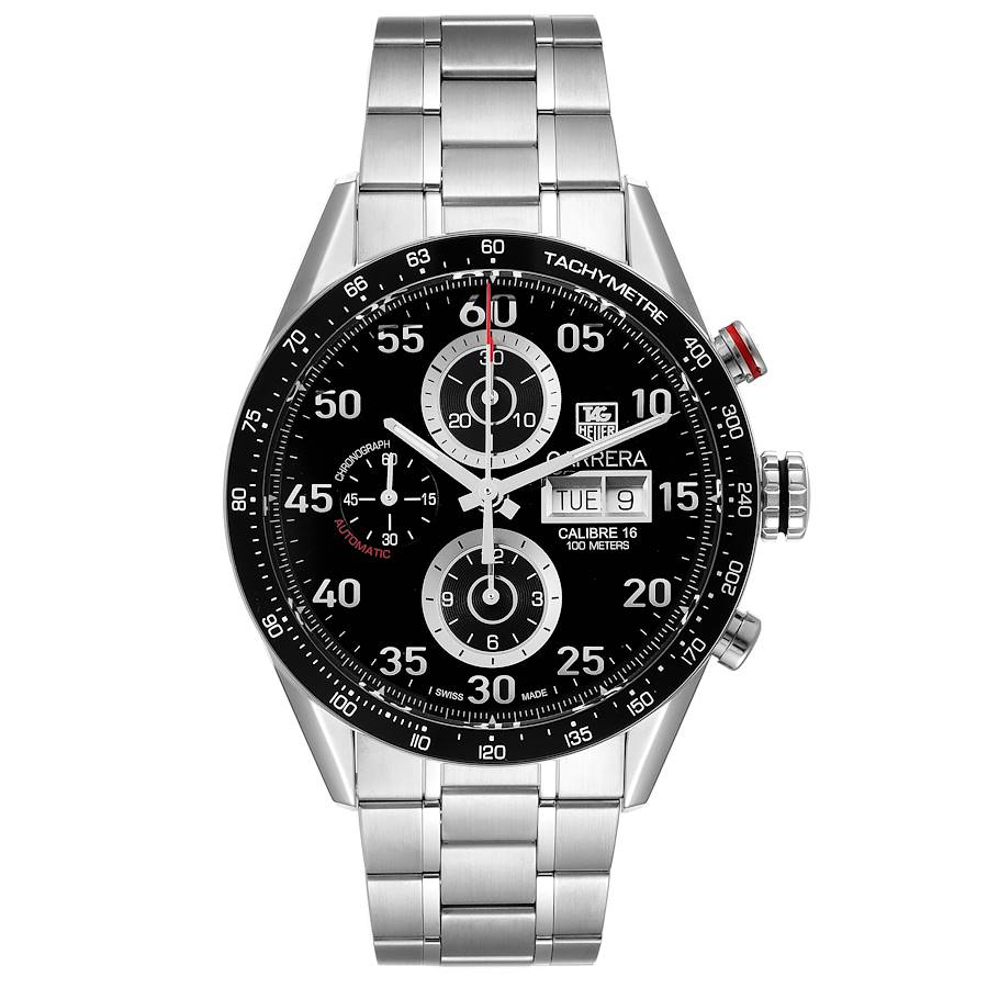 Tag Heuer Carrera Day Date Chronograph Steel Mens Watch CV2A10 Box Card SwissWatchExpo