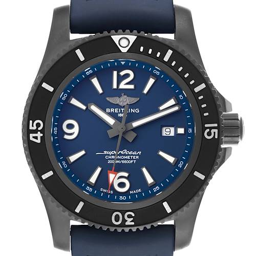 Photo of Breitling Superocean 46 Blue Dial DLC Steel Mens Watch M17368 Box Card