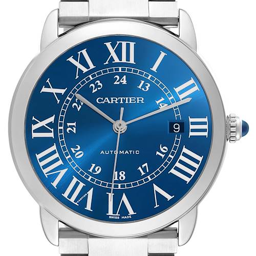 Photo of Cartier Ronde Solo XL Blue Dial Steel Mens Watch WSRN0023