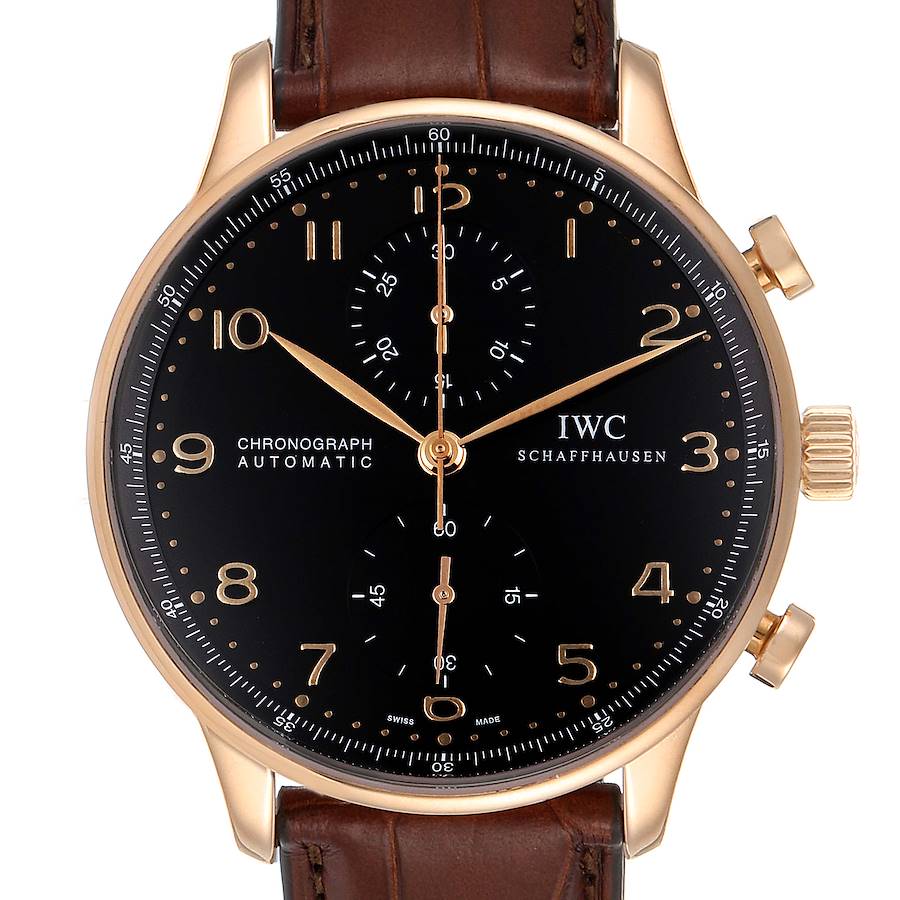 IWC Portuguese Chrono Automatic 18k Rose Gold Mens Watch IW371482 SwissWatchExpo
