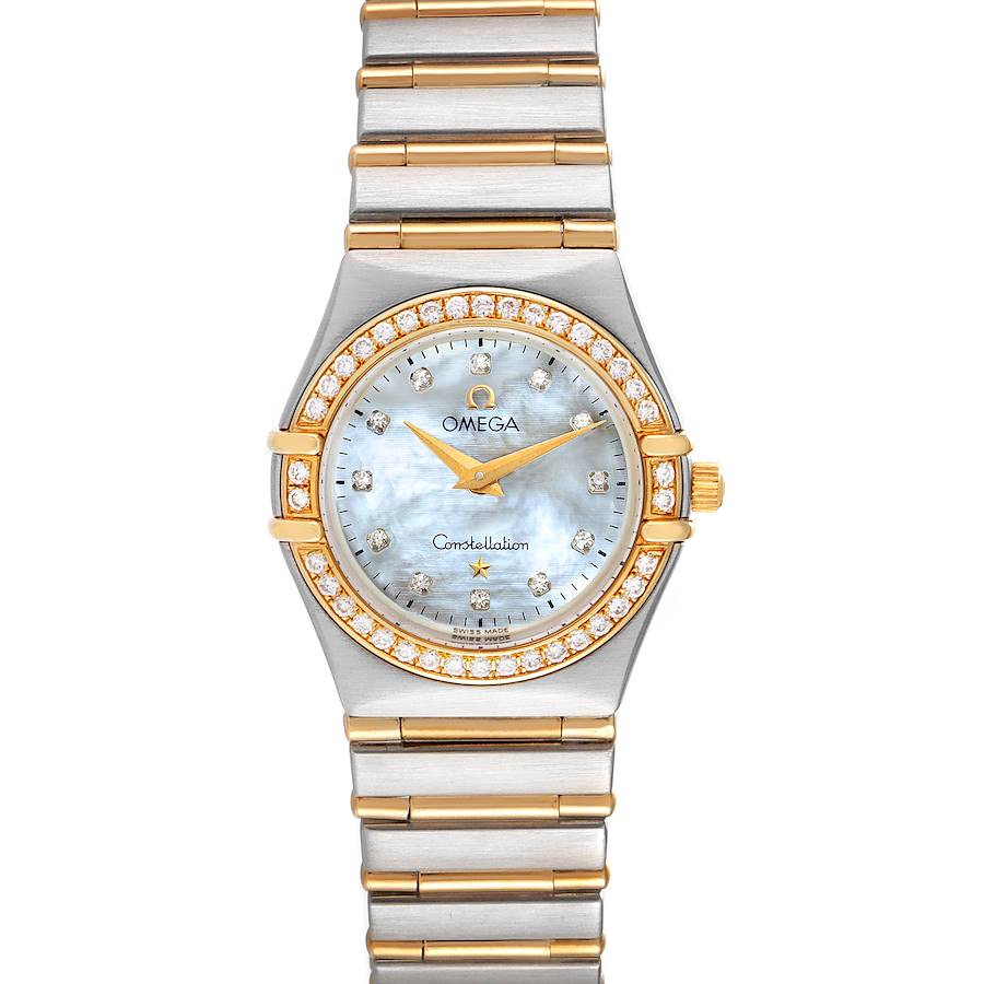 Omega Constellation 95 Steel Yellow Gold MOP Diamond Ladies Watch 1277.75.00 SwissWatchExpo