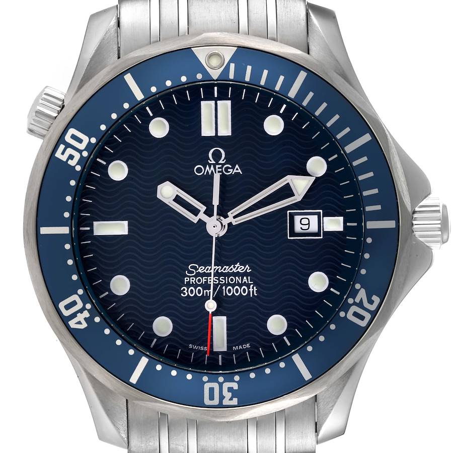 Omega Seamaster 41mm James Bond Blue Dial Steel Watch 2541.80.00 Box Card SwissWatchExpo