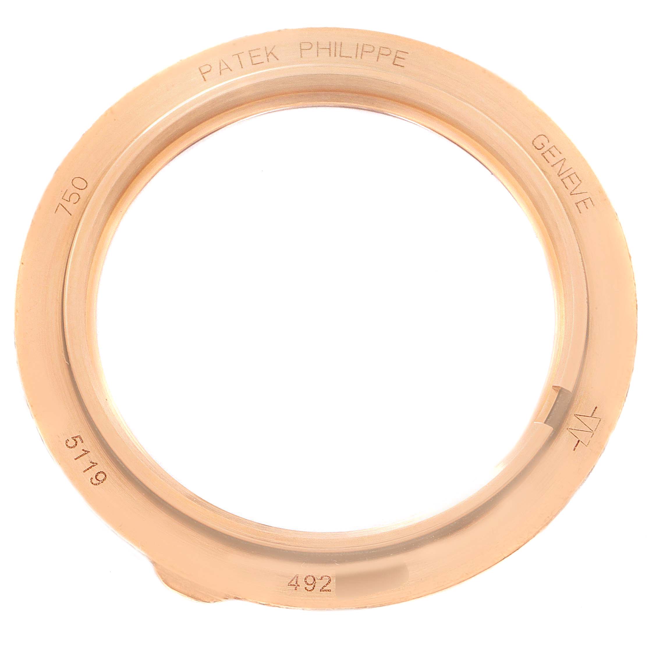 This is a close-up of the bezel for the Calatrava model by Patek Philippe.