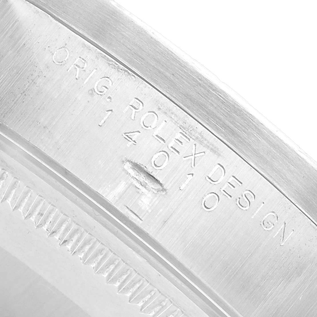 The image shows a close-up of the inner case engraving for the Rolex Air-King 14010 Men's Stainless Steel White Dial model.