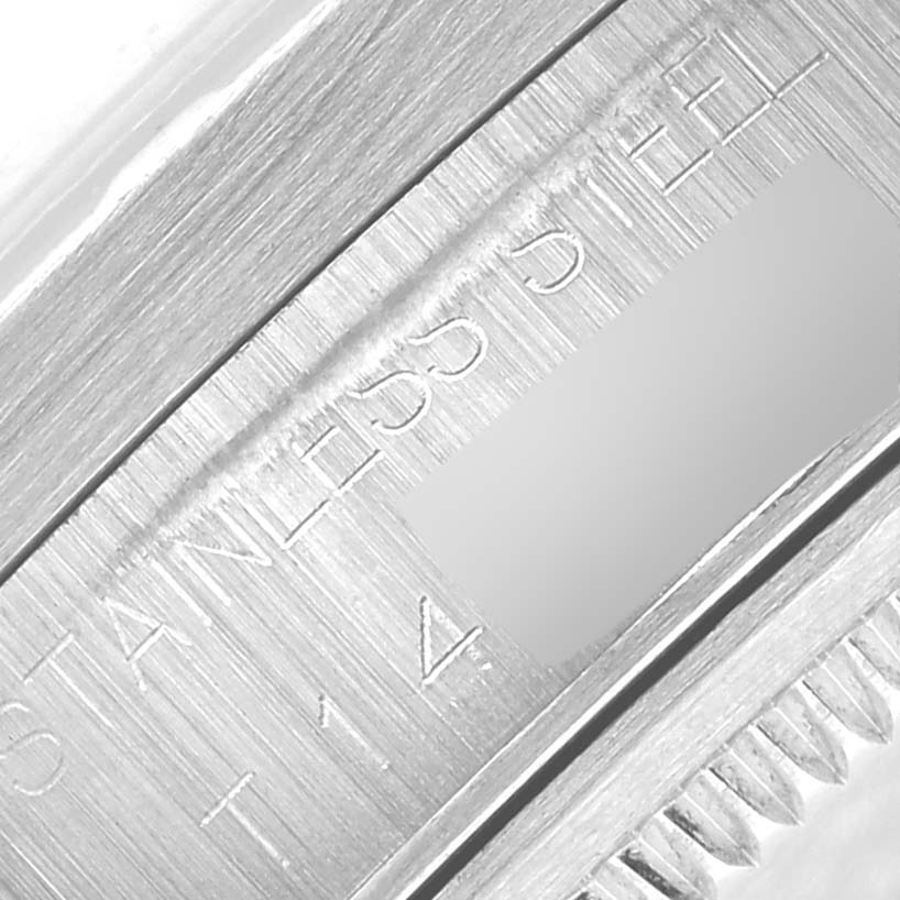 The image shows a close-up of the stainless steel bracelet clasps on a Rolex Air-King 14010 Men's Stainless Steel White Dial 14010 Men's Stainless Steel White Dial.