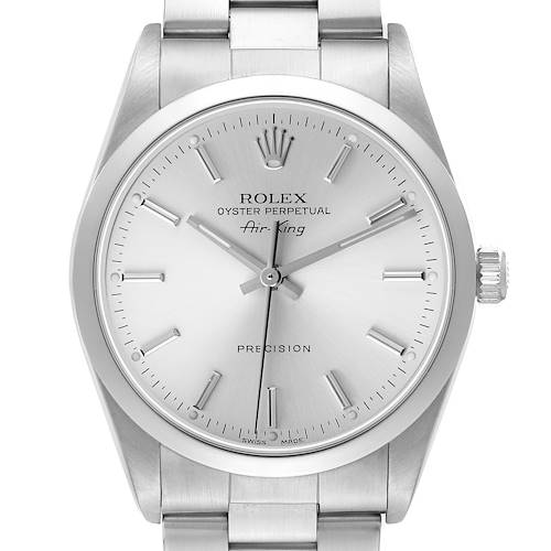Photo of Rolex Air King Silver Dial Smooth Bezel Steel Mens Watch 14000