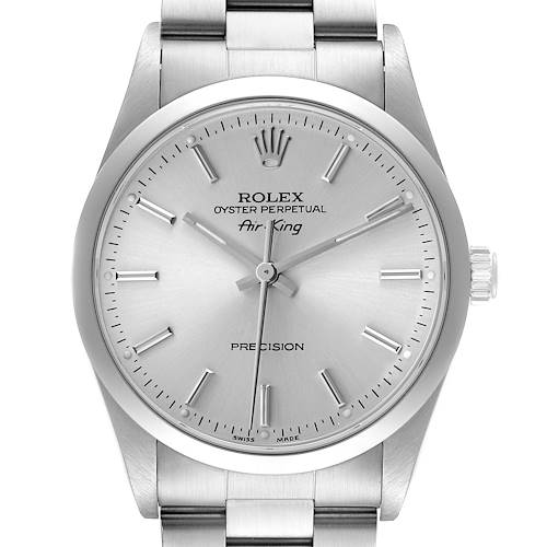Photo of Rolex Air King Silver Dial Smooth Bezel Steel Mens Watch 14000