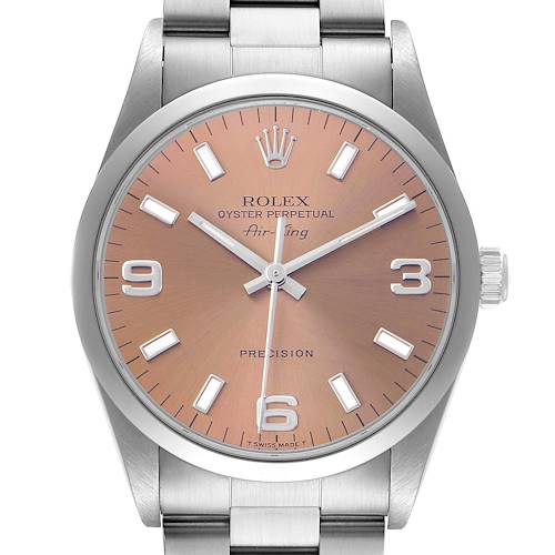 Photo of Rolex Air King Steel Salmon Dial Smooth Bezel Mens Watch 14000