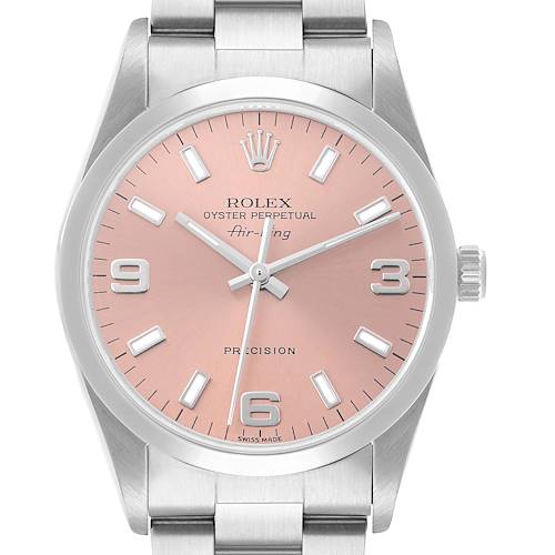 Photo of Rolex Air King Steel Salmon Dial Smooth Bezel Mens Watch 14000
