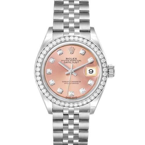 Photo of Rolex Datejust 28 Steel White Gold Pink Dial Ladies Watch 279384 Unworn