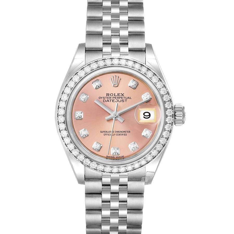 Rolex Datejust 28 Steel White Gold Pink Dial Ladies Watch 279384 Unworn SwissWatchExpo