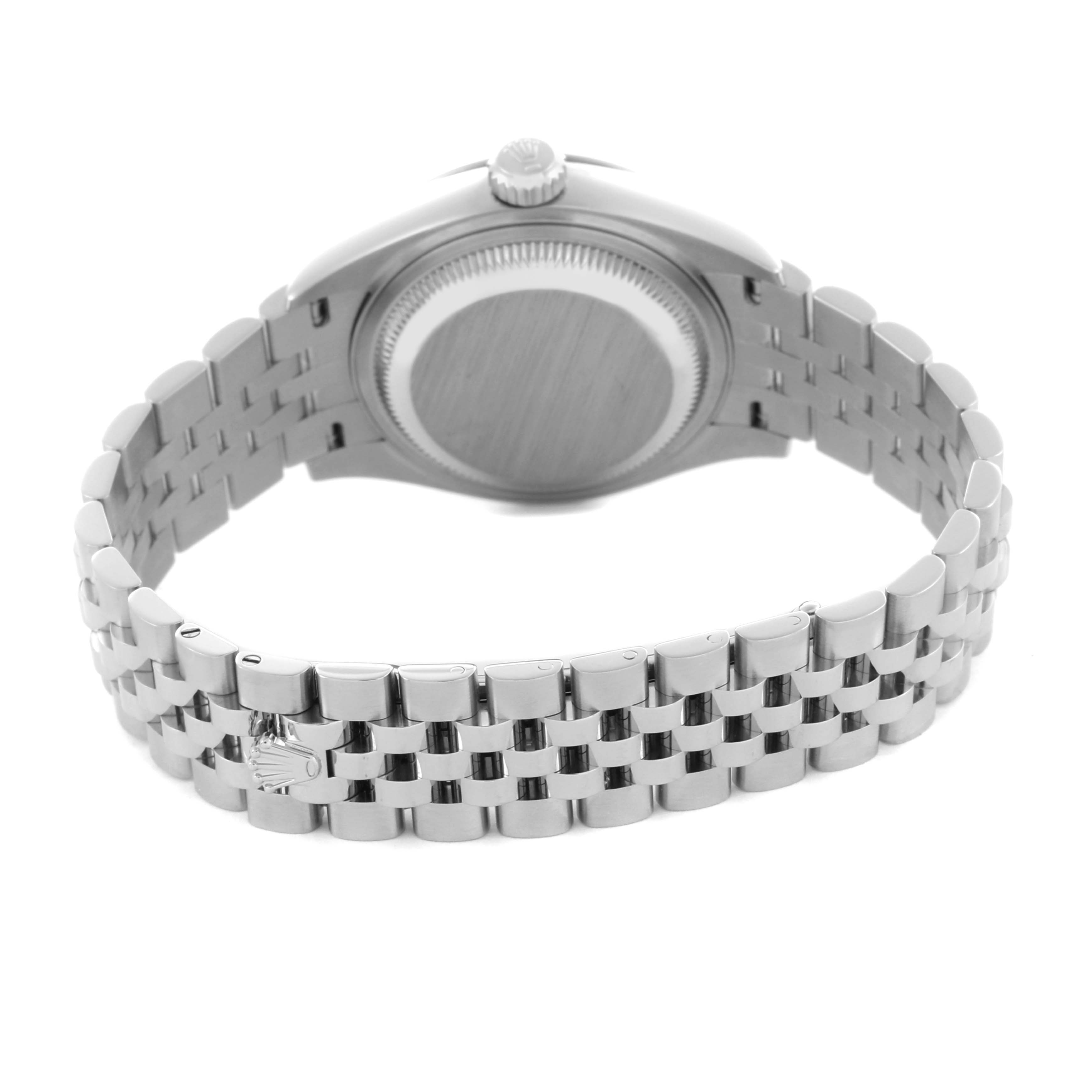 The image shows the back and bracelet of a Rolex Datejust 279174 Women's Stainless Steel Pink Dial 279174 Women's Stainless Steel Pink Dial watch, focusing on the case back and clasp.