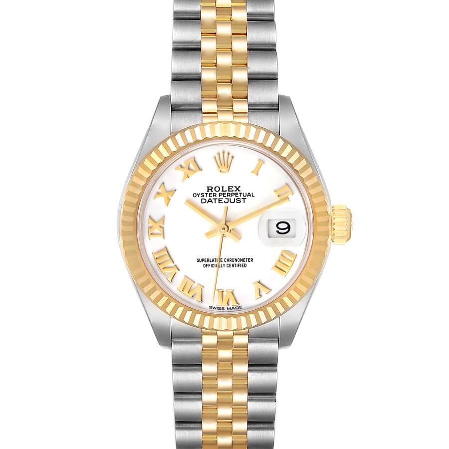 Rolex Datejust 28 Steel Yellow Gold White Dial Ladies Watch 279173 SwissWatchExpo