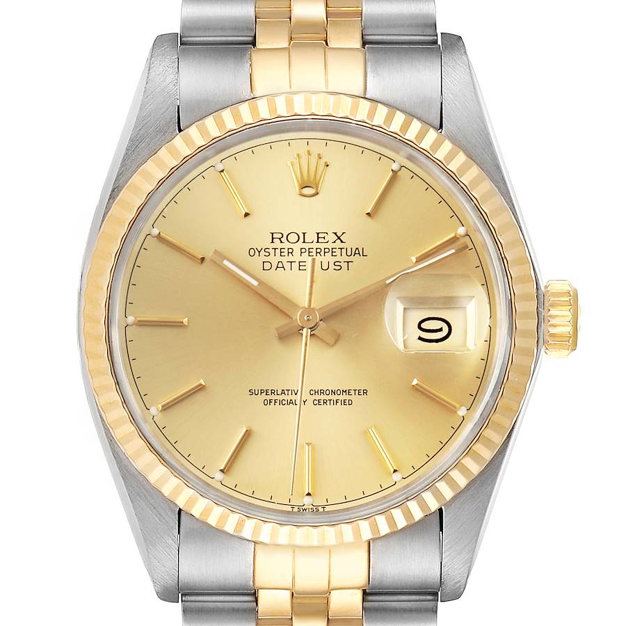 Rolex Datejust 36 Steel Yellow Gold Vintage Mens Watch 16013 Box SwissWatchExpo