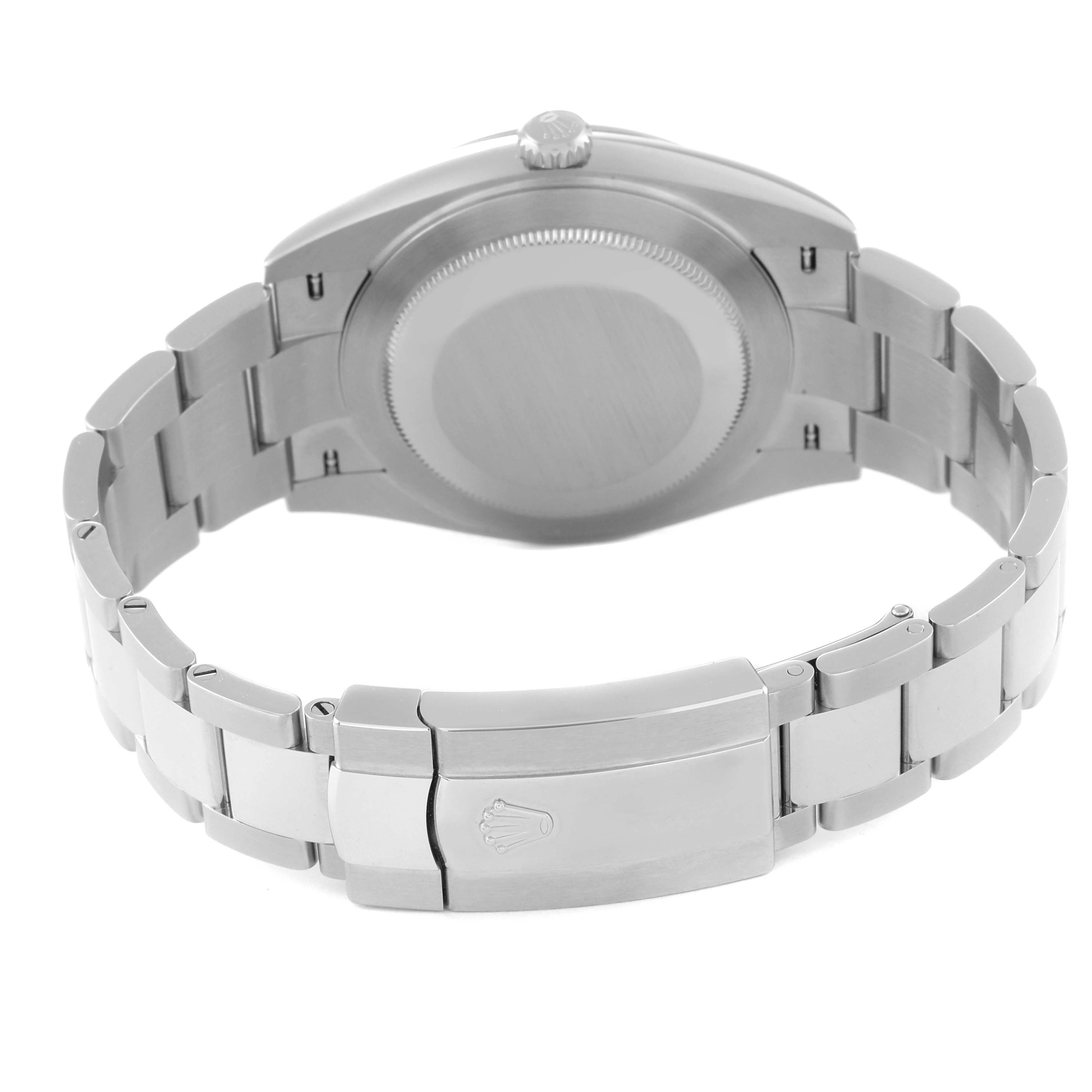 This image shows the back of the Rolex Datejust 41 126300 Men's Stainless Steel Blue Dial 126300 Men's Stainless Steel Blue Dial, featuring the bracelet and clasp.