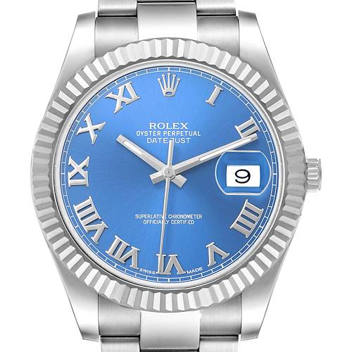 Photo of Rolex Datejust II 41 Steel White Gold Blue Dial Mens Watch 116334